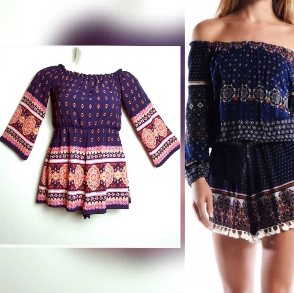 Off The Shoulder Romper Women's Size S Boho
